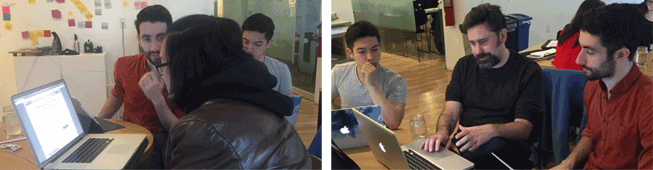 Our team doing in-person user testing with our redesign.